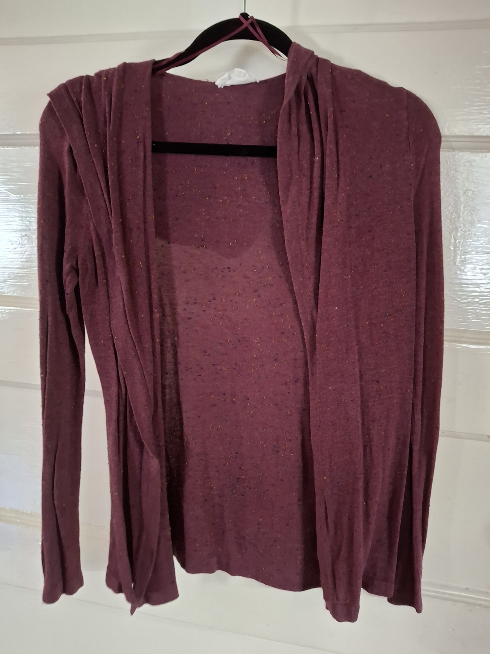 Cloud Chaser Burgundy Speckled Open Front Cardigan Size Medium (MIS 551)